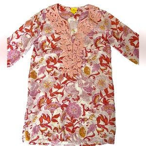 Roberta Roller Rabbit size small embroidered pink floral tunic